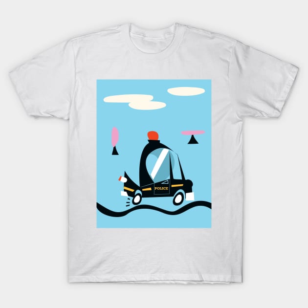 Cute Cartoon Police Car T-Shirt by nickemporium1